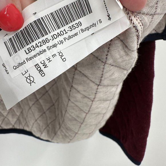 Quince Burgundy Quilted Snap-up Pullover Sweatshirt Jacket sz S Small Reversible - Picture 4 of 5